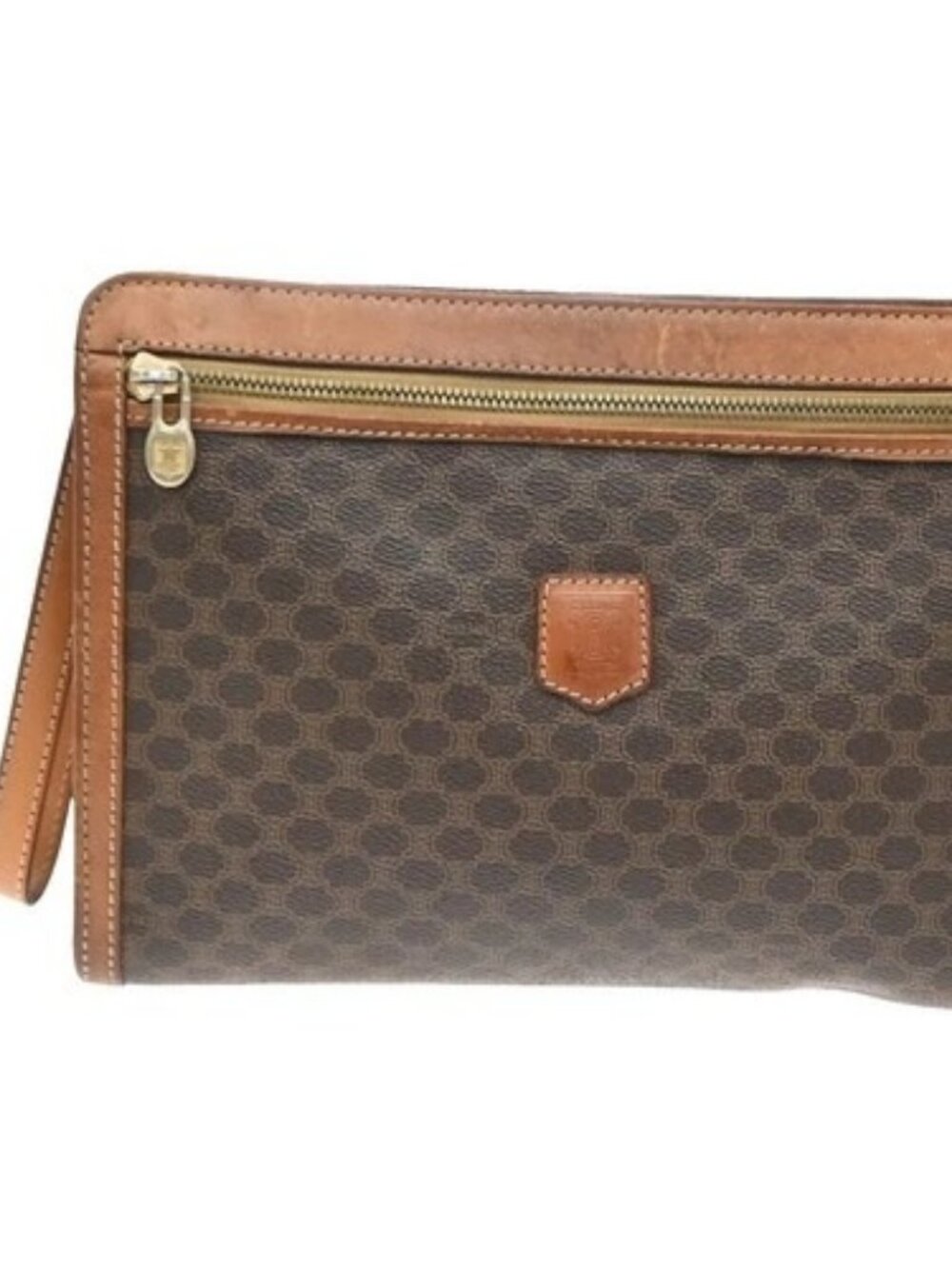 CELINE Logo Macadam Pattern Clutch Hand Bag PVC Leather GHW Italy 09KD377
